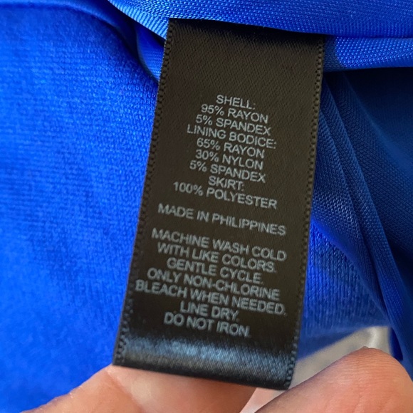 NWT Express draped ruched Y2K convertible strapless colbalt blue mini dress Sz L - Picture 14 of 14